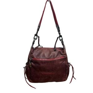 FRANCESCO BIASIA Vintage Y2K Burgundy Red Leather Hobo Slouchy Shoulder Bag